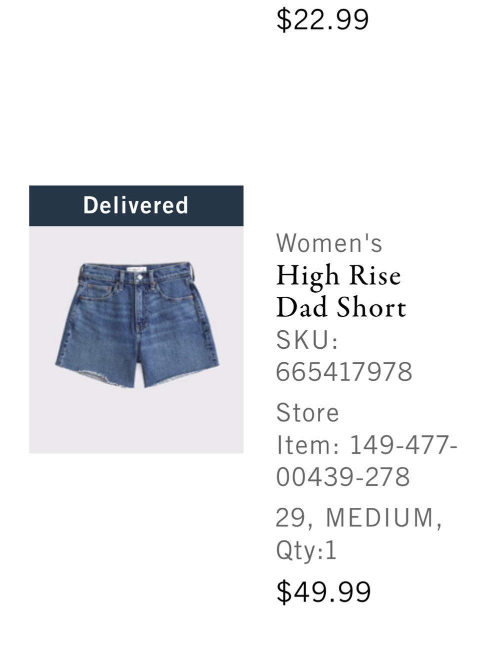 Abercrombie & Fitch Women's Blue Denim Short